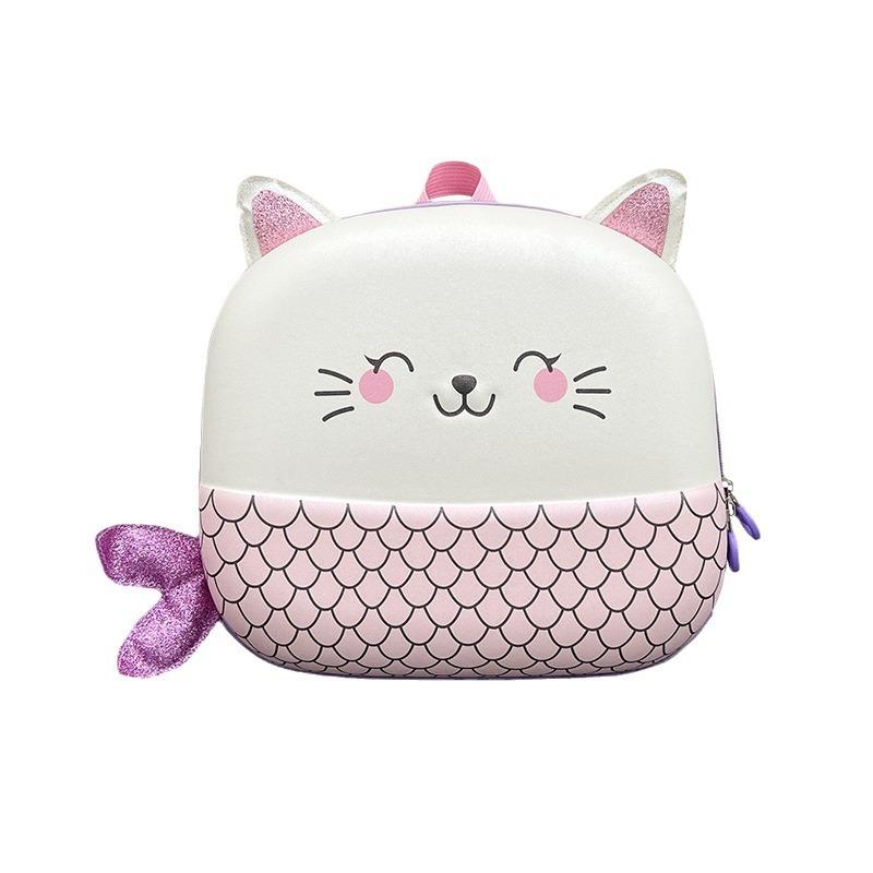 2025 New Primary School Bag Men's and Women's Cartoon Backpack Hard Shell Kitten Bag