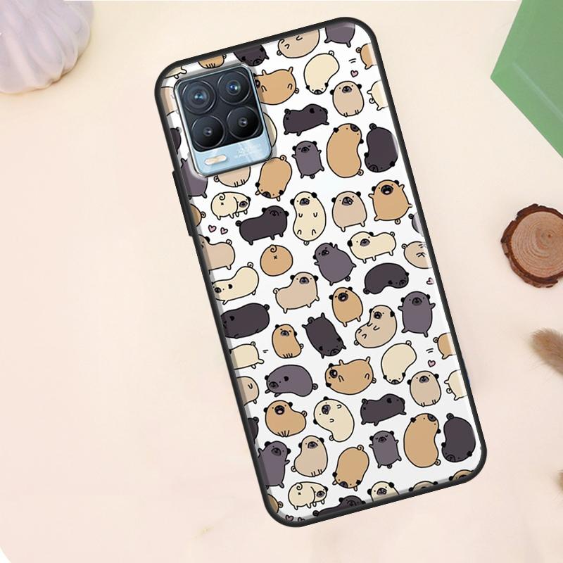 Funny Pug Dog Case For Realme C67 C71 C63 C61 C55 C51 C53 C35 C65 C75 11 12 13 14 Pro Plus GT6 GT7 15 Pro
