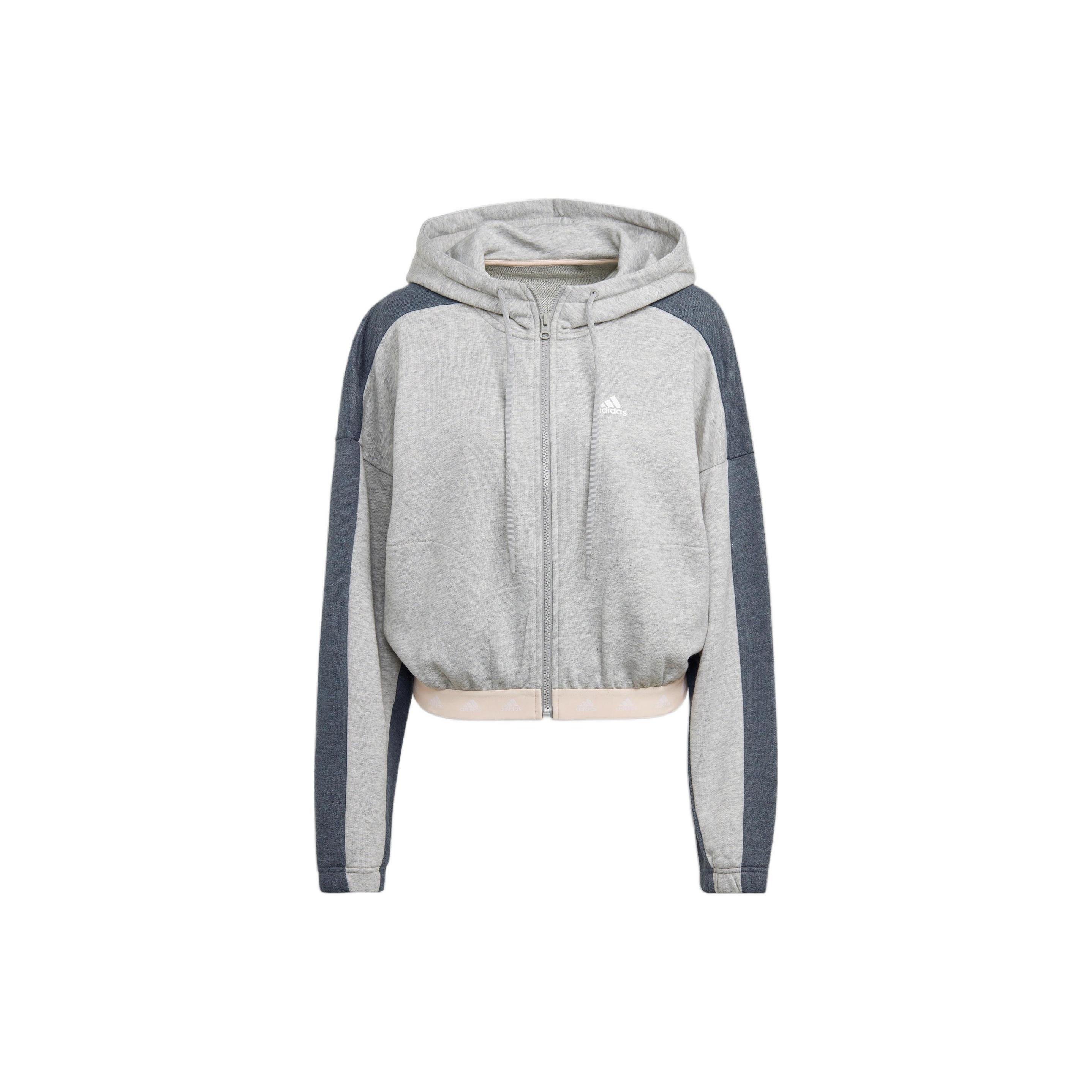 (WMNS) adidas Hyperglam French Terry Hooded Jacket Asia Sizing Grey Women s HZ9668 XXS