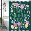 Happy Mother's Day Green Floral Shower Curtain, Bathroom Decorative Shower Curtain, Waterproof Shower Curtain with Hooks