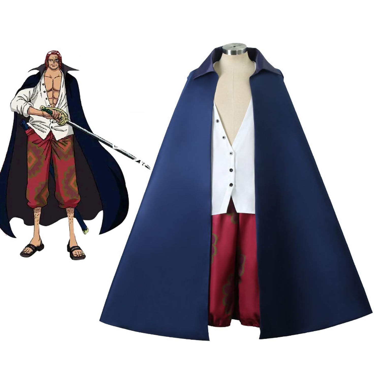 

Костюм для косплея Шанкса из фильма One Piece для включает реплику деревянной полной сцены, культурные школьные фестивали, размер для косплея [KOHYUM] рыжеволосый