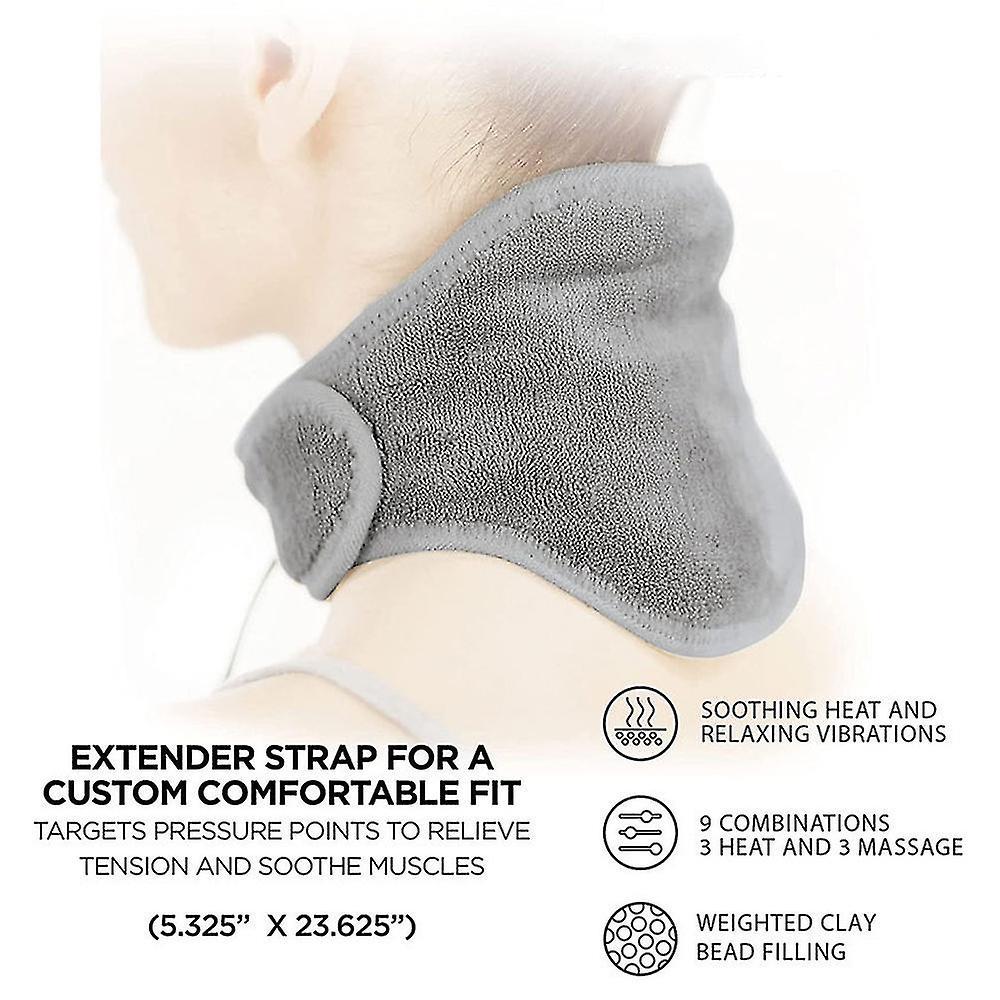 Neck Wrap Massager Personal Electric Neck Heating Pad With 3 Vibrations 3 Heat Settings - 9 Relaxing Combinations Tw