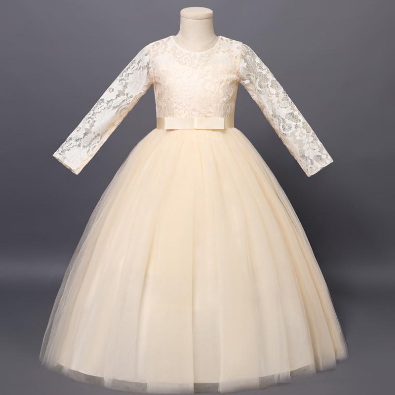 Children's Formal Lace Princess Dress with Long Puffy Skirt for Weddings