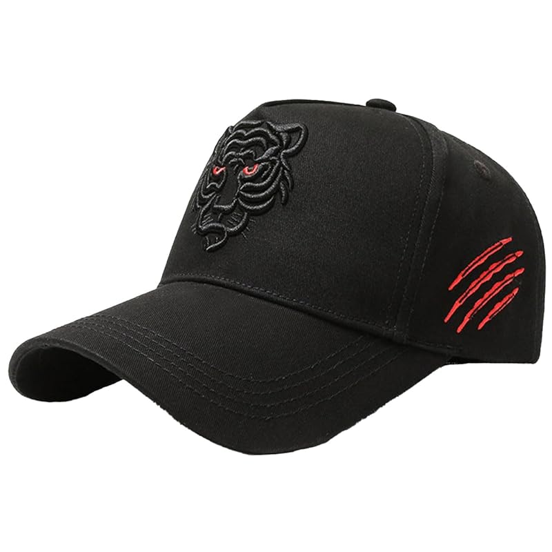 

[White Fang] hat baseball tiger saliva unique animal cap stylish Fashionable cool men s CZ009 (black)