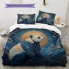 Moon Panda Pattern Bedding Quilt Set  Home Decoration  Gift (1 * duvet cover + 2 * pillowcase  without core)
