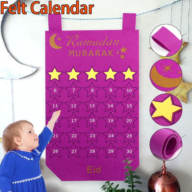 2026 Ramadan Countdown Calendar Felt Board Eid Mubarak Decor Muslim Party Decoration Craft Eid Al Adha Ornament Gift