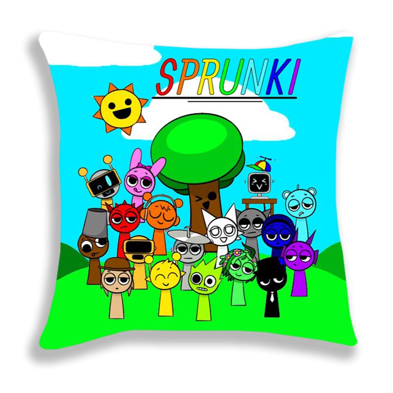 Poszewki na poduszki z postaciami z gier horrorowych Sprunki Cartoon Poszewka na poduszkę Dekoracyjna do sofy Dom Jednostronny nadruk Poszewka na poduszkę Sprunki