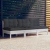 VidaXL Pine Wood 3-Seater Garden Sofa with Cushions Outdoor Sofa Patio Furniture Outdoor Furniture Sofa 3096077