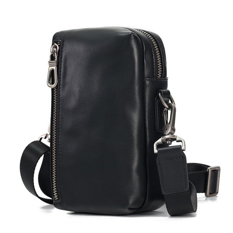 Genuine Leather Men's Bag Mobile Phone Bag Sports Waist Bag Vegetable-tanned Leather Men's Crossbody Bag
