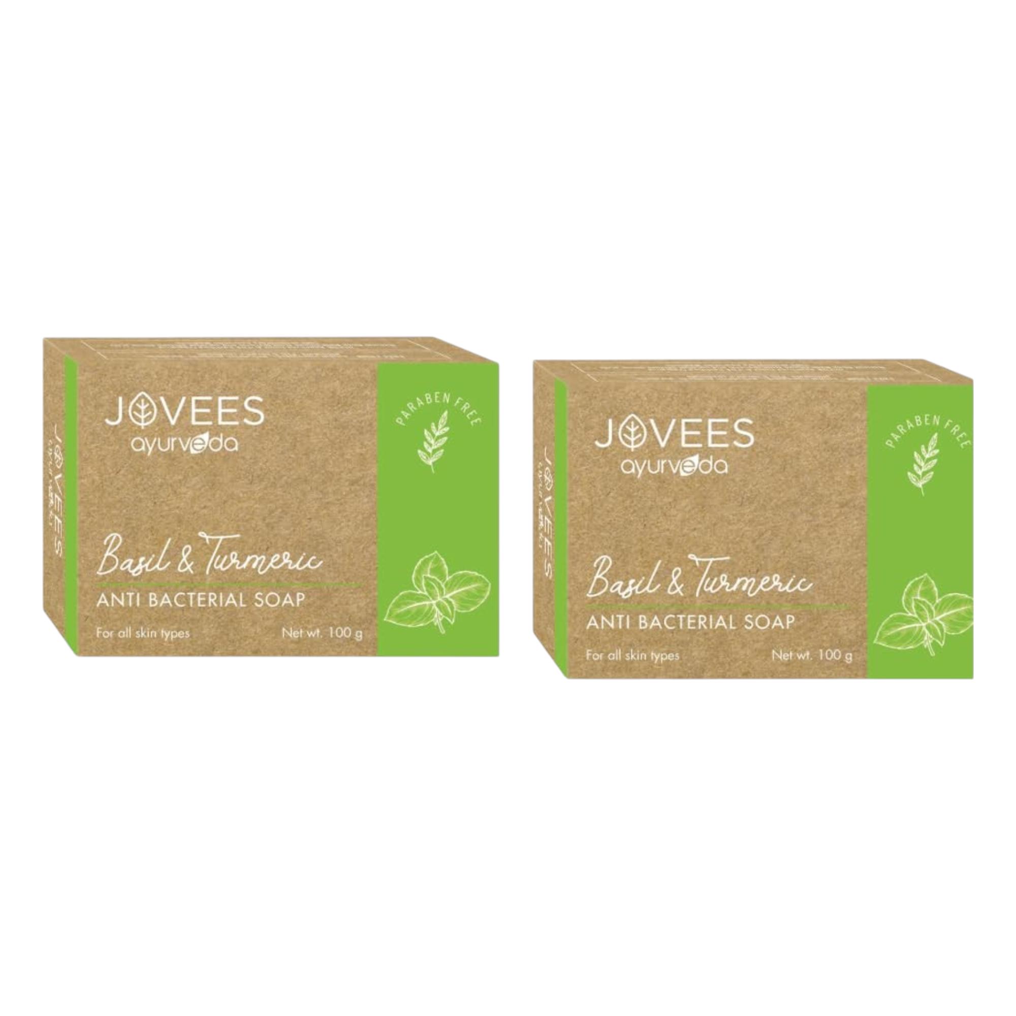 

Jovees Herbal Basil And Turmeric Anti Bacterial Soap 100G Pack Of 2 For Glowing And Clear Skin