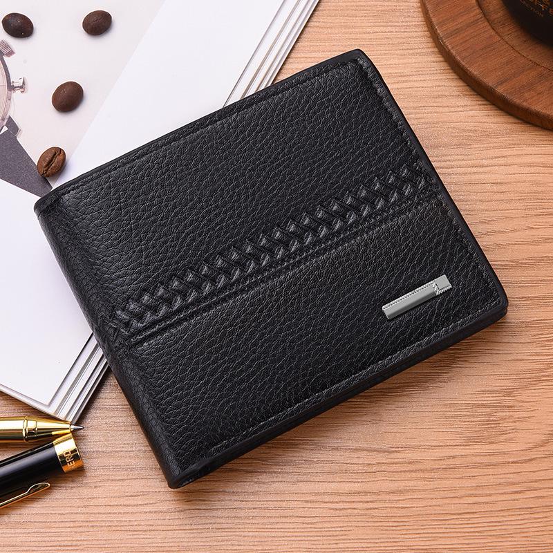 Men's Bi-Fold Patchwork PU Leather Wallet – Slim, Stylish, Horizontal Design