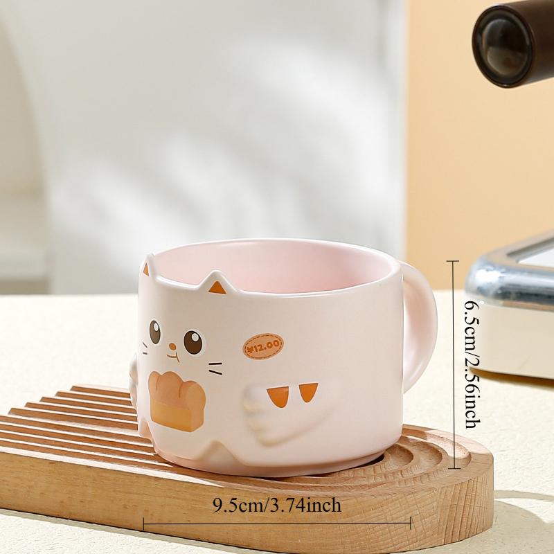 

1PC Creative Cat Stacked Cups with Care Design Cartoon Mug Office Home Casual Ceramic Water Cup Coffee Cup 300ml