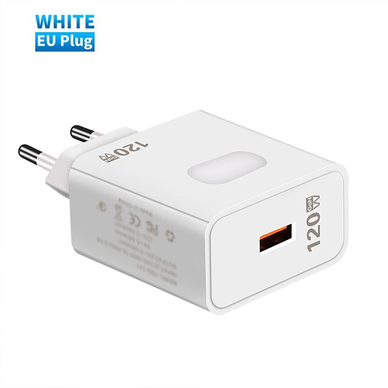 

120W GaN Fast Charger, US/EU Standard, QC3.0 Compatible with Huawei, Xiaomi, Apple, Samsung