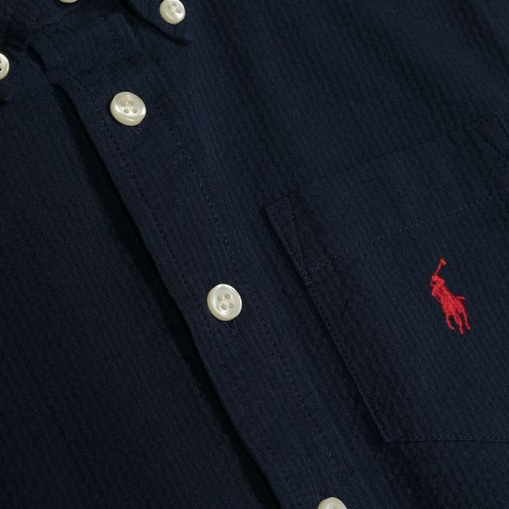 Polo Ralph Lauren Hemd SS23 Einfarbig Logo Stickerei Einreihig Kurzarm Kinderhemden Blau 323902174-001