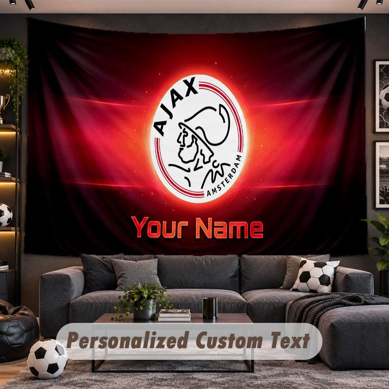 Wall Hanging Tapestry Custom NameAjax Amsterdam Pattern Personalized Printed Fabric Wall Decor