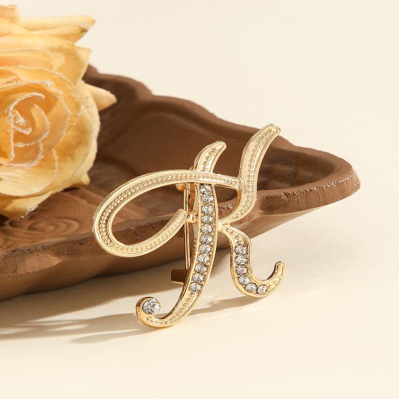 

Женская брошь в виде буквы от A до Z, стразы, кристалл, золотистый цвет, английский алфавит, металлические значки, милая брошь, ювелирные аксессуары, подарок K