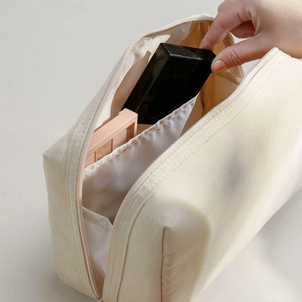 Solid Color Cosmetic Storage Bag Waterproof Toiletry Wash Bag Zipper Makeup Bag  Girls