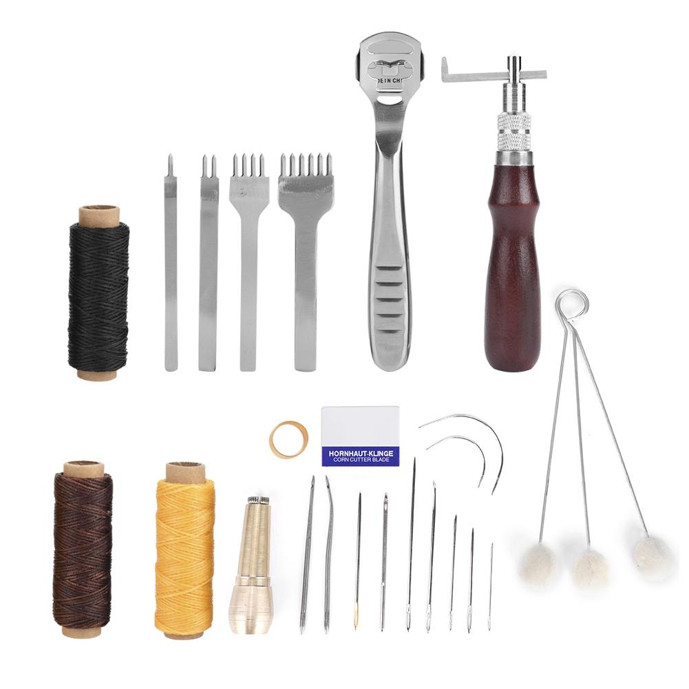 21Pcs Leather Crochet Hook Needles Sewing Craft Tool Set