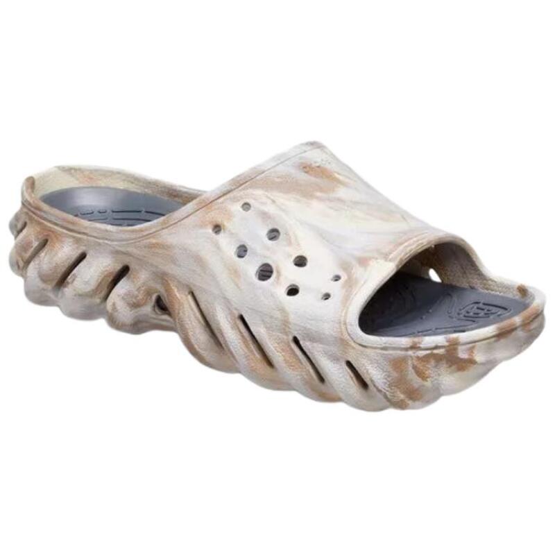 Crocs Echo Casual and Comfortable Anti-abrasion Slippers Unisex Grey Brown