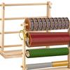 4 Tiered Wood Ribbon Holder with Hanging Hook Wood Scale Ruler Storage Ribbon Spool Holder Sewing Supply Organizers