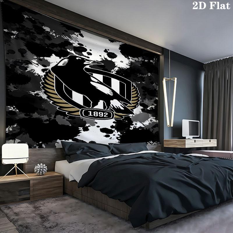 Collingwood Football Club Wandteppich Ästhetisches Wandbehang Gedruckter Stoffdecke Dekorative Wandteppiche für Schlafzimmer Wohnzimmer Heimdekoration