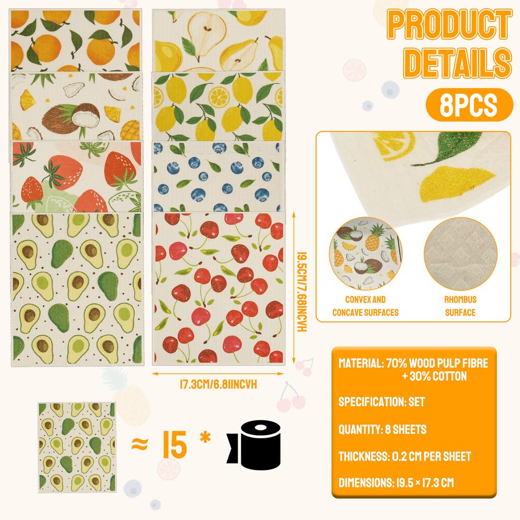 6-12Pcs Kitchen Dish Towels Reusable Dishcloths Absorbent Swedish Dishcloths Kitchen Dish Rags Soft Non-woven Cleaning Cloth