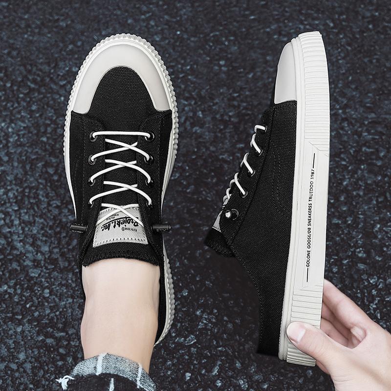 Canvas Semi-Drag Men Casual Shoes Half Shoes For Men Mules Slipper Outdoor Sandals Summer Backless Board Shoes Flats Man Slides