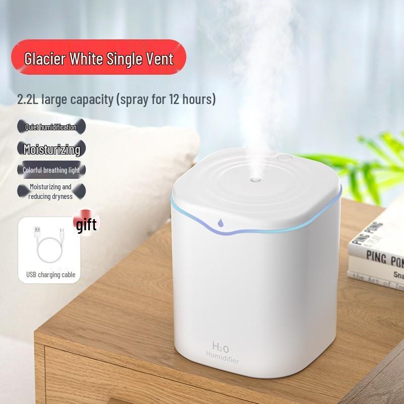 2L Dual-Spray USB Humidifier: Silent, High-Mist, Air Purifying, Desktop Model