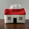 1PC Fabric Tissue Bag Kitchen Acceesories Small House Tissue Bag Cartoon Tissue Cover Thickening 15x12.5cm