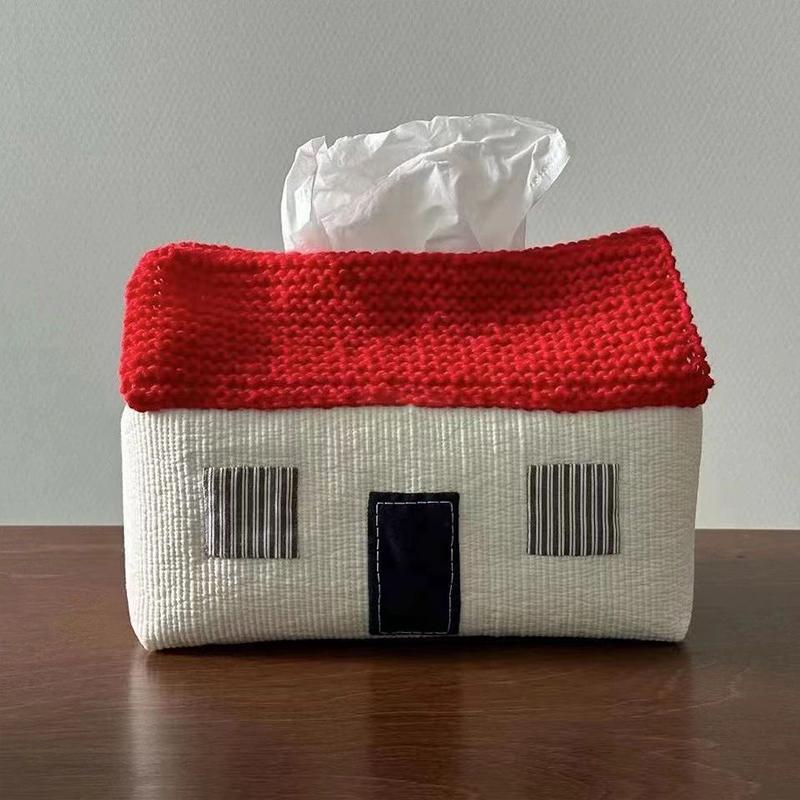 1PC Fabric Tissue Bag Kitchen Acceesories Small House Tissue Bag Cartoon Tissue Cover Thickening 15x12.5cm