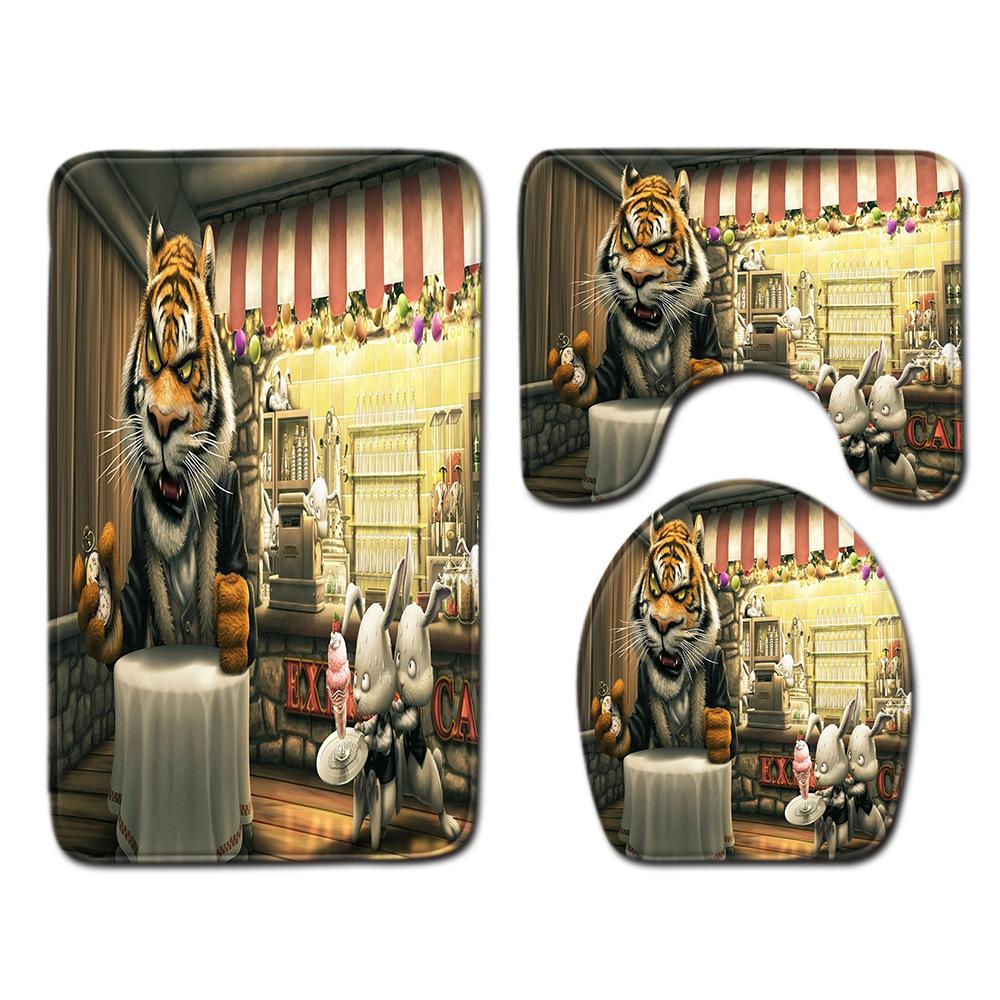 Animation Bathroom Floor Mat Three-Piece Bathroom Carpet Toilet Mat Set Door Mat Bathroom Non-Slip Mat