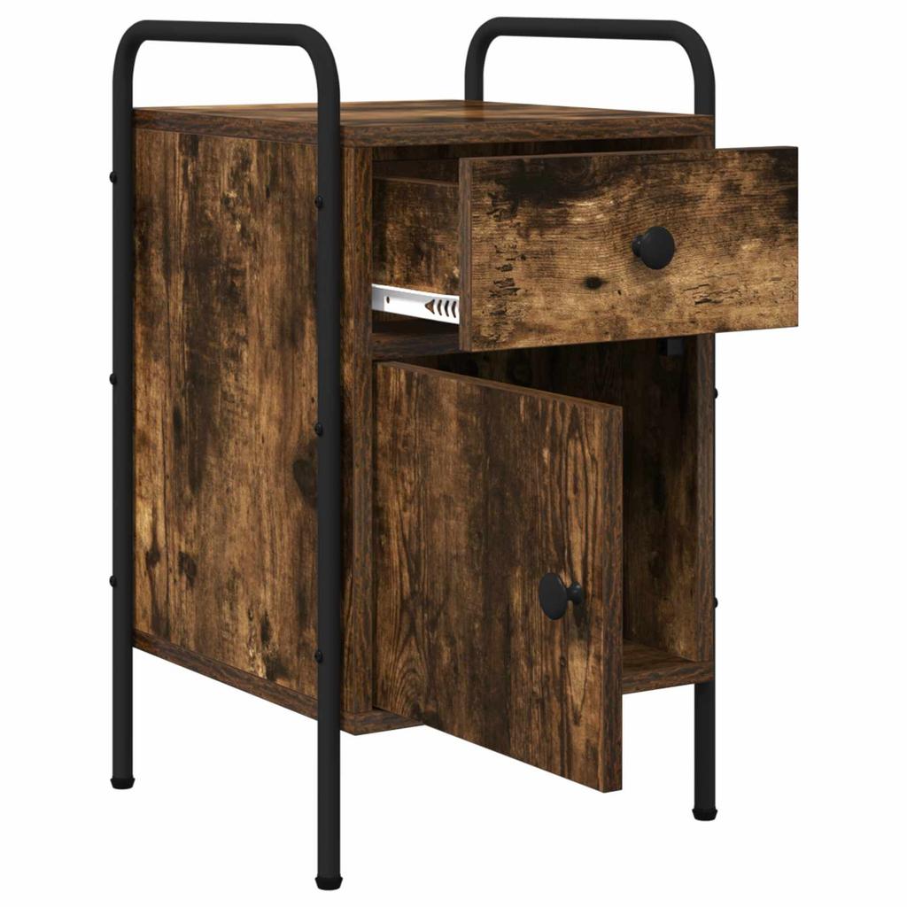 Nightstand Smoked Oak 35 X 36.5 X 61 Cm Engineered Wood