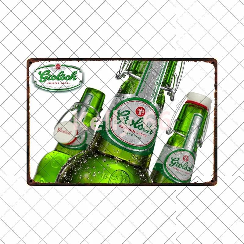 [Kelly66] Grolsch Herfst Bok Bere Rece Aici Artă din tablă Placă metalică Decor pentru casă Pictură 20*30 CM Mărime Dy221