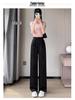 Women's Satin Jacquard Straight Leg Pants - Summer, High-End, Thin, New Chinese Style, Ice Silk, Narrow, Wide Leg.
