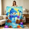 Cozy Flannel Blanket with Cute Snowman And Blue Birds Winter Holiday Print All Season Warm Soft Throw Blanket for Couch Bed Living Room Office Home De