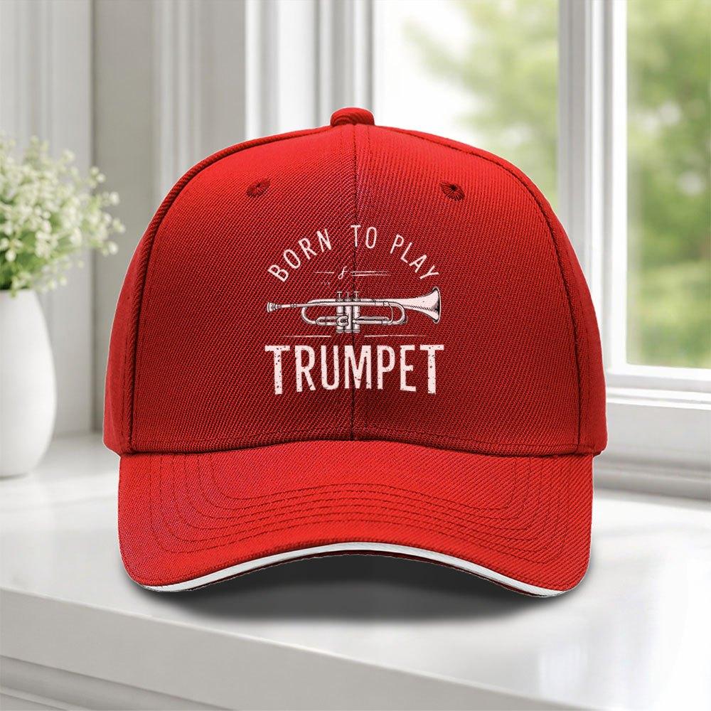 pc BORN TO PLAY Trumpet Sandwich Cap Adjustable Baseball Cap Suitable for Weddings Parties Music Festivals Bachelorette Part