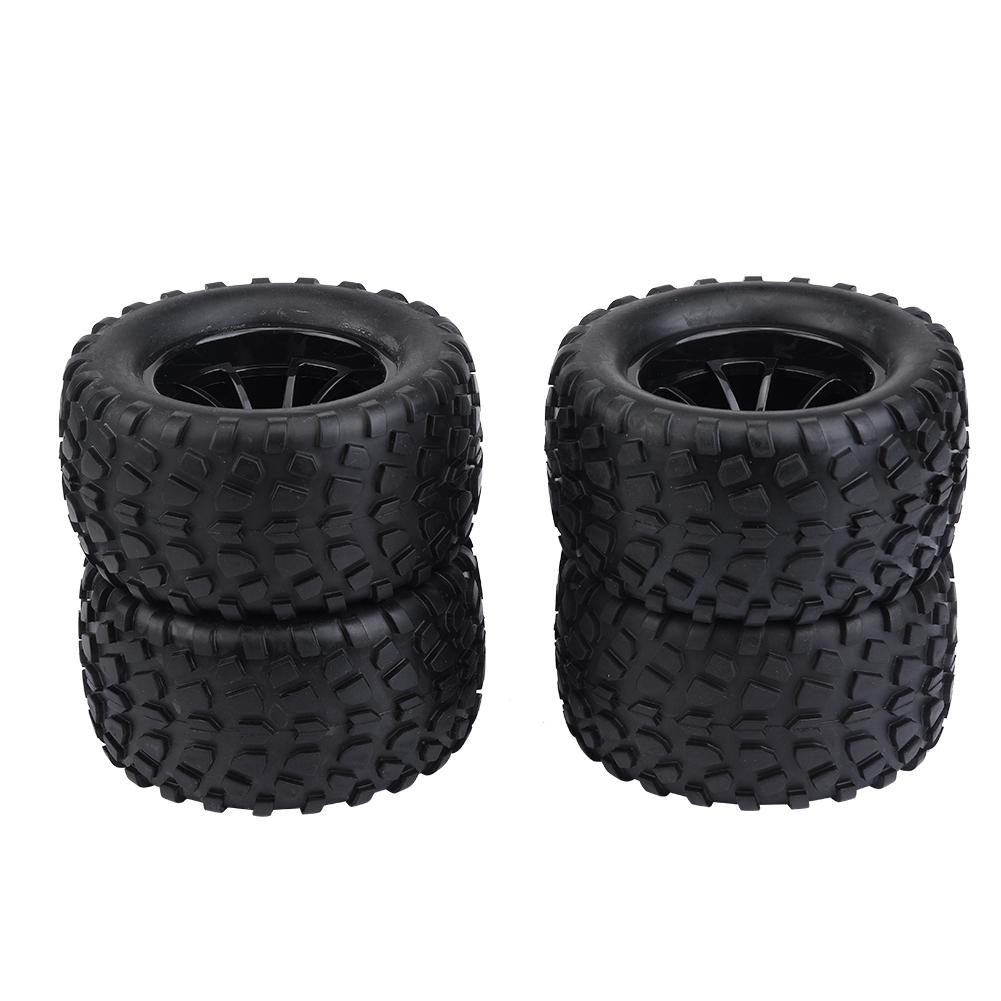 4pc Set 1:10 RC Wheel Tire Rubber Tires for Hsp Redcat Exceed Truck Off Road Car (10 Holes)