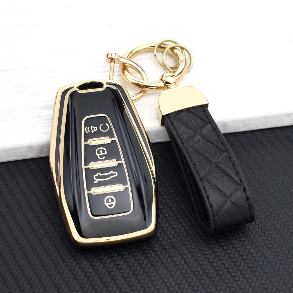 New Protective Key Case Cover for Geely Coolray 2024/X6/Emgrand/Global Hawk GX7 Soft TPU Key Case With Key Chain Auto Parts