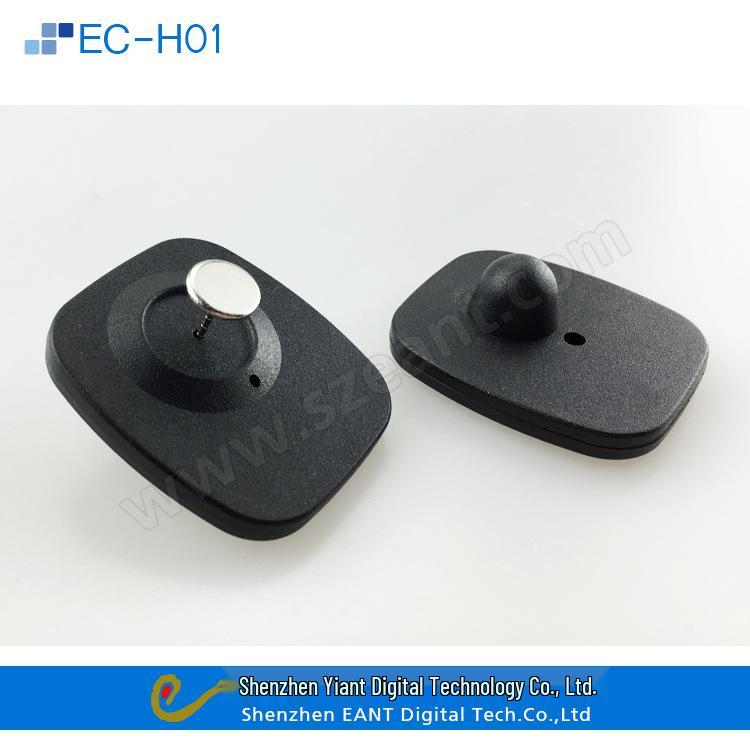 Étiquette antivol RF carrée noire 8,2 MHz pour magasins de vêtements