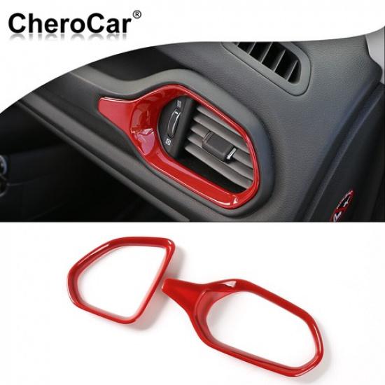 2X Red Side Console Air Vent Outlet Trim Cover Fits For 2016- Jeep Renegade