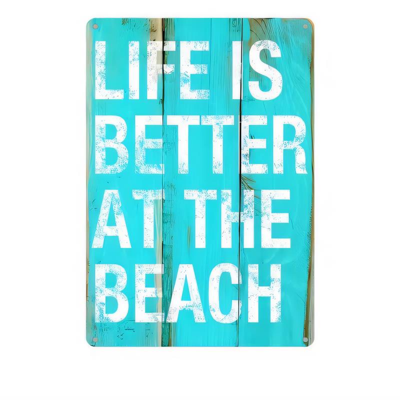 Tin Sign Life Is Better At The Beach Vintage Coastal Metal Sign Decor Beach House Wall Art Rustic Watercolor Typography Plaqu