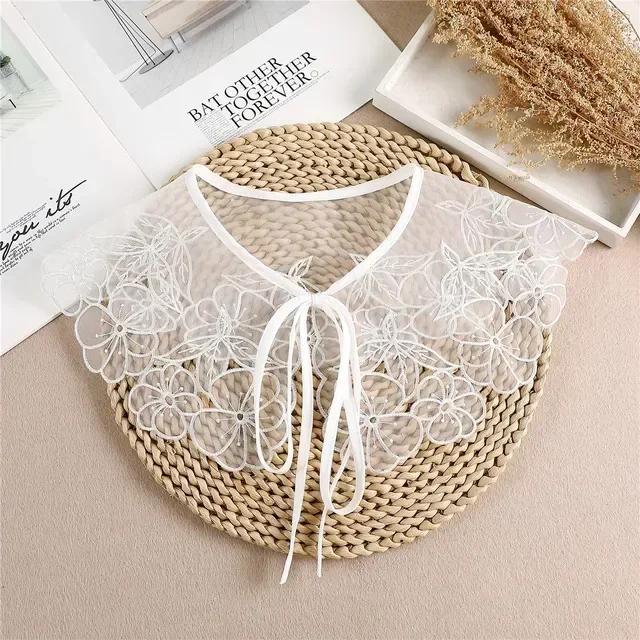 Summer Bow Tie Shawl White Fake Collars for Women Removable Dress Detachable Collar Wrap Shawl  False Collar Decor