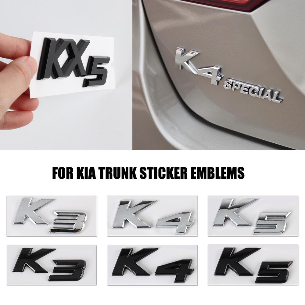 3D Metal Chrome Black Silver KX5 K5 K4 K3 Letters Logo Rear Boot Trunk Emblem Badge Sticker for Kia Car Styling Accessories xcpk70