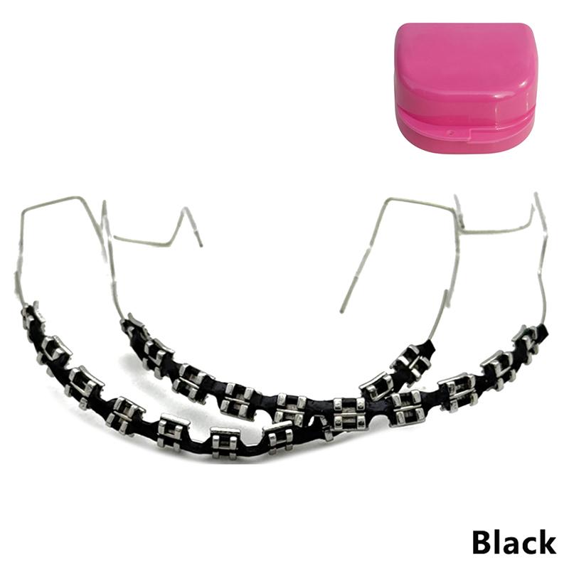 1 წყვილი სტომატოლოგიური ყალბი ბრეკეტები, დროებითი კბილის დეკორაცია კაუჭით და ლითონის მავთულებით, ფერადი მეტალის ბრეკეტი, ლიგატურული შესაკრავები, სტომატოლოგიური ხელსაწყოები