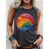 Women's Printed Tank Top T-shirt with Patterned Short Sleeves, Women's Sleeveless Round-neck T-shirt