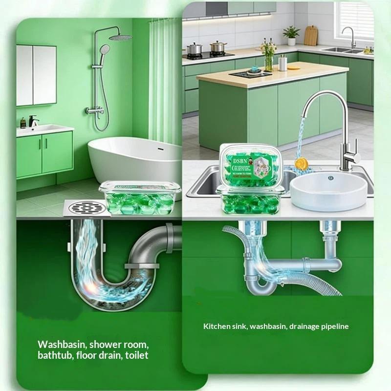 Odor Removal Sewer Cleaner Scented Gel Airs Freshener For Sinks Drains Gel Water Film Soluble In Water For Kitchen For Bathroom