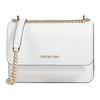 Claire Logo Magnetic Closure Grained Cowhide Crossbody Shoulder Bag Women's White