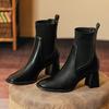 Knitted elastic boots high-heeled short boots women's spring and autumn single boots 2025 new thin boots thick heel medium tube fashion boots