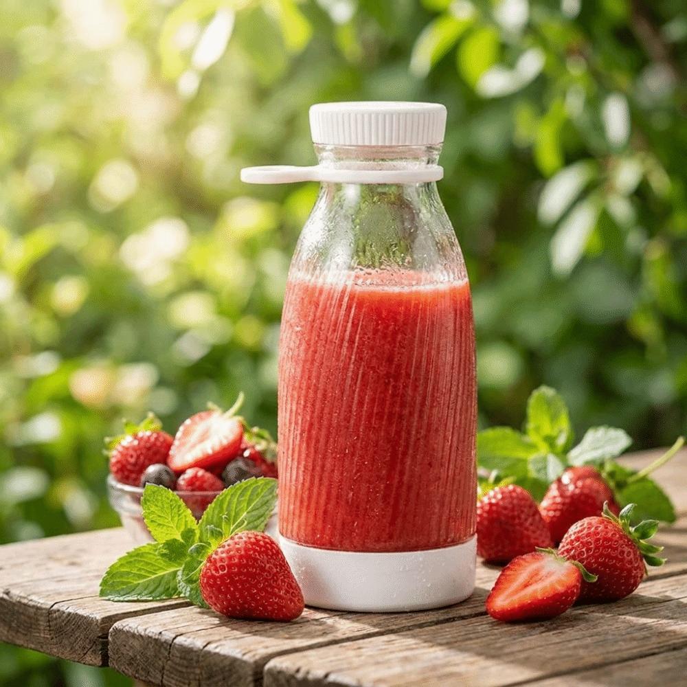 Compact Lightweight Body Fruit Blender Stainless Steel Blades USB Rechargeable Juicer Office Work