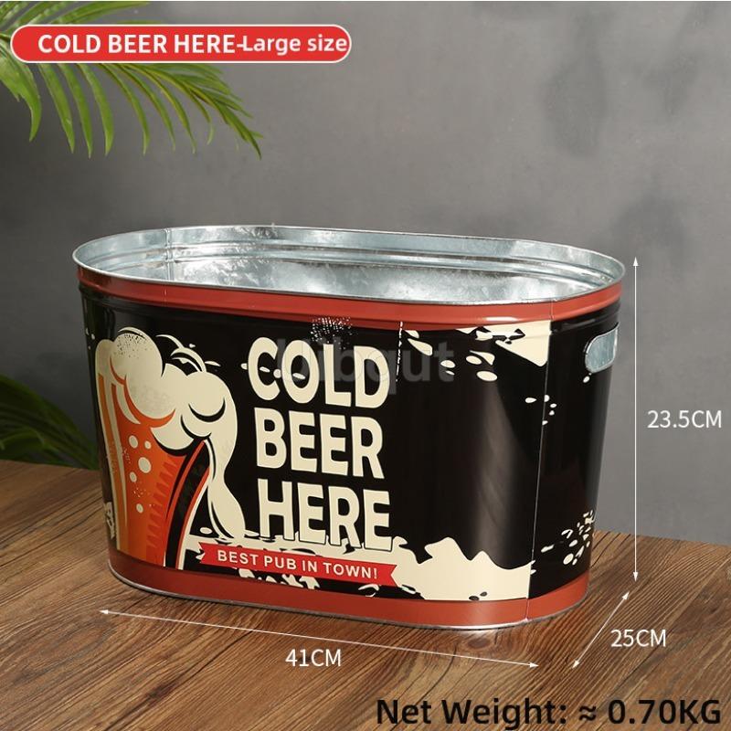 Internet Celebrity Retro Beer Beverage Ice Bucket High Aesthetic Home Handheld Tin Ice Bucket Camping Bar KTV Tonneau En Bois